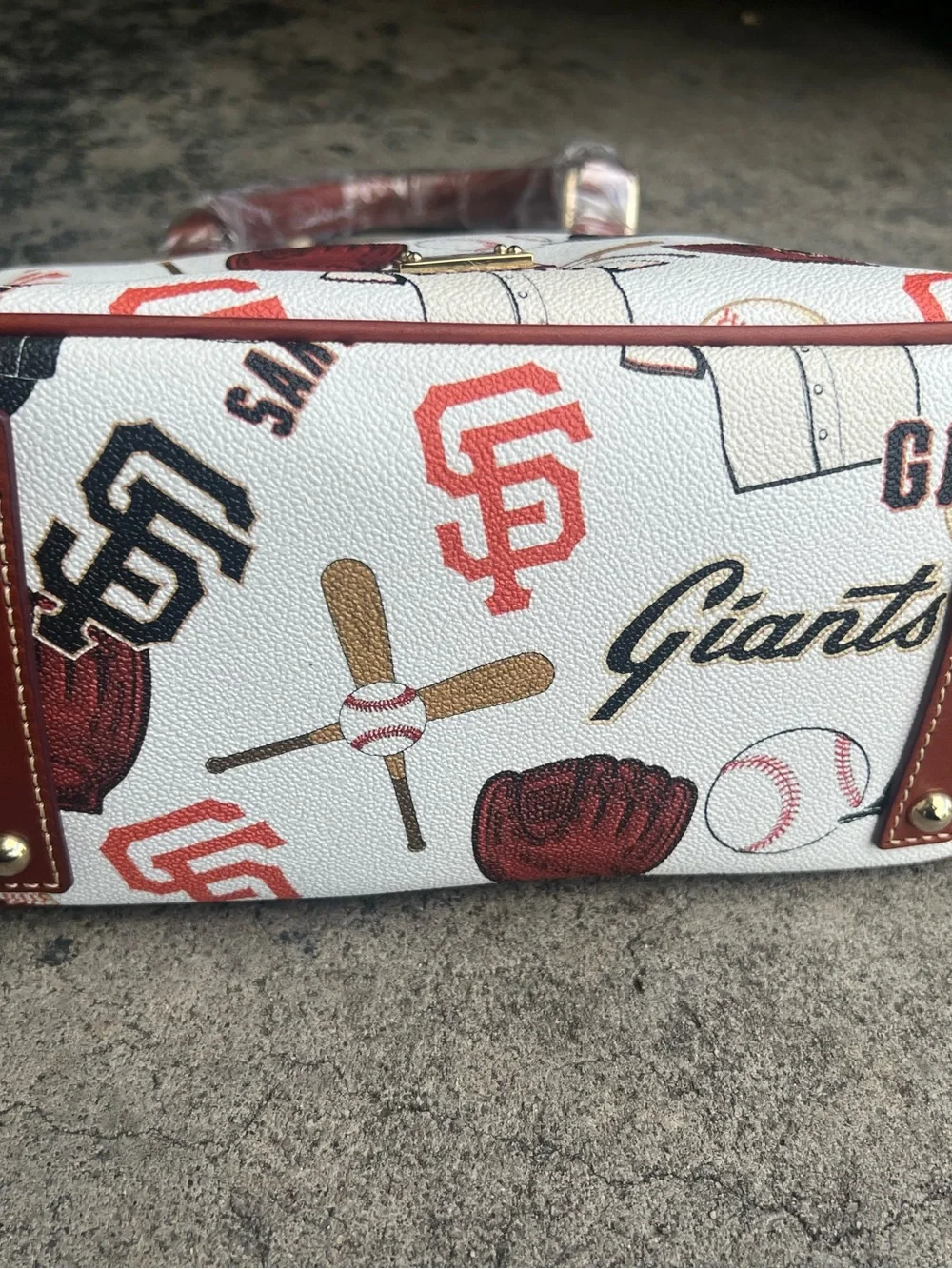 Dooney & Bourke San Francisco Giants Print Satchel - White/Tan/Red/Black